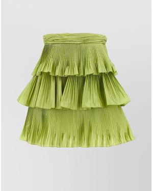 Valentino Garavani High Waist Pleated Tiered Layers Skirt - Green