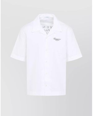 Givenchy Cotton Logo Print Short-Sleeve Bowling Shirt - White