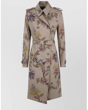 Etro Printed Trench Coat - Natural
