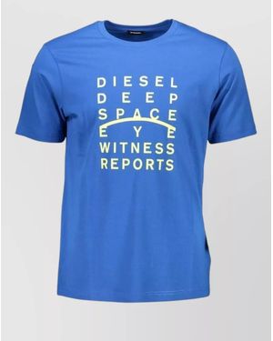 DIESEL Cotton Printed T-Shirt - Blue