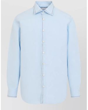 Prada Cotton Long-Sleeve Shirt - Blue