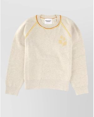 Isabel Marant Jersey Top Loriby Contrast Piping Slim - Natural