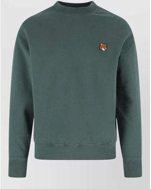Maison Kitsuné Sweatshirt Ribbed Cuffs And Structured Hem - Green
