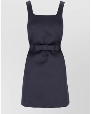 P.A.R.O.S.H. Belted Waist Mini Dress Square Neckline - Blue