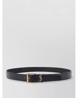 Saint Laurent Cassandre Belt Bronze Tone Hardware - White