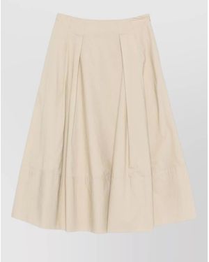 Woolrich Cotton A Line High Waist Midi Skirt - Natural
