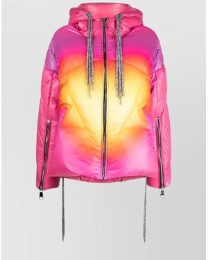 Khrisjoy Quilted Gradient Logo Print Puffer Jacket - Pink