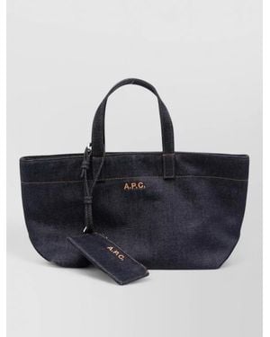 A.P.C. Small Denim Shoulder Bag Dual Handles - Blue