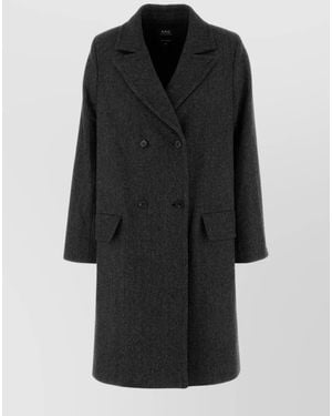 A.P.C. Double-Breasted Wool-Blend Coat - Black