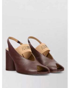 MM6 by Maison Margiela Slingback Peep Toe Block Heel Court Shoes - Brown
