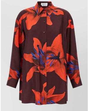McQueen Flame Lily Shirt Collared Neck Floral Print