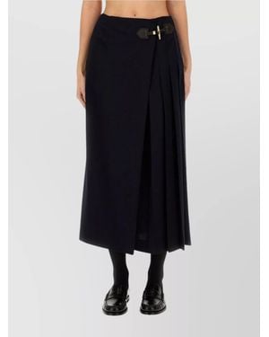 Moschino Wool Pleated Midi Skirt - Blue