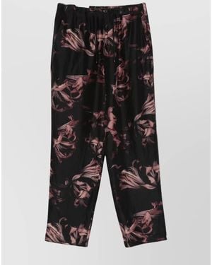 Dries Van Noten Silk Floral Print Straight-Leg Trousers - Black