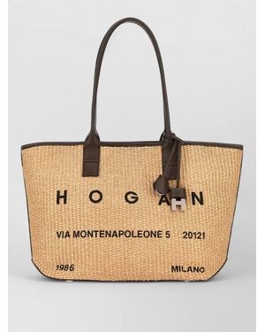 Hogan Small Raffia Tote Bag - Natural