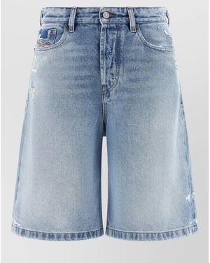 DIESEL Denim Low-Rise Relaxed-Fit Knee-Length Shorts - Blue