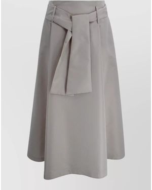 D.exterior Long Taffeta Skirt High Waist Sash - Grey