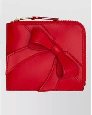 Comme des Garçons Leather Wallet Keyring Bow Detail - Red