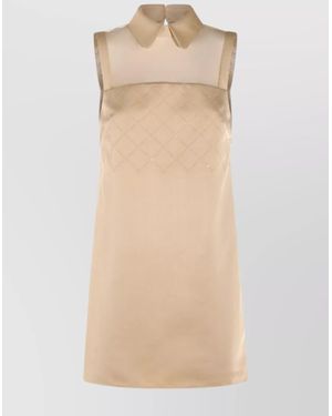 Elisabetta Franchi Embroidered Keyhole Back Sleeveless Dress - Natural