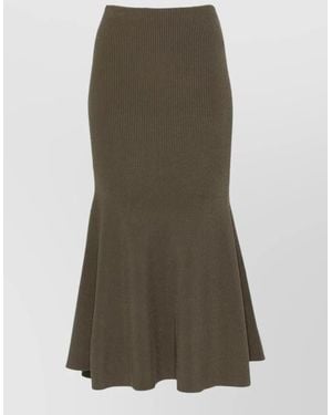 Self-Portrait Midi A-Line Skirt - Green