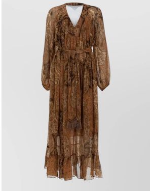 Zimmermann Carousel Dress Paisley Batwing Belt - Brown