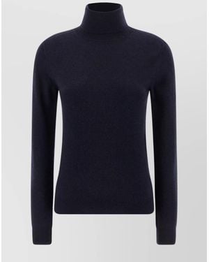 Balenciaga Fitted Turtleneck Sweater Ribbed Cuffs - Blue