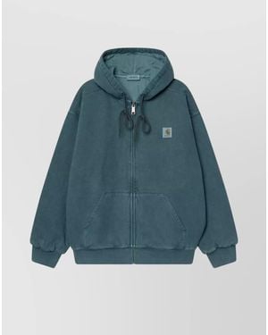 Carhartt Hooded Jacket With Ribbed Cuffs And Hem - Blue