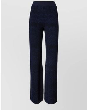 Missoni High Waist Knit Wide Leg Pants - Blue