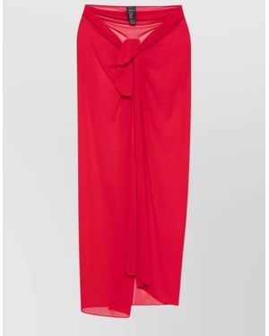 Fisico Tulle Midi Sarong Skirt Draped Knot - Red