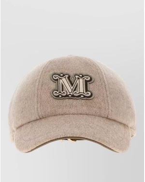 Max Mara Cashmere Ordine Baseball Cap Curved Brim - Natural