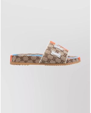 Gucci Open Toe Flat Sole Rubber Sandals - Multicolor