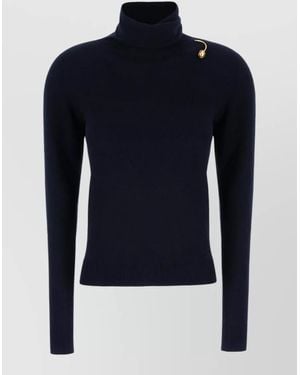 Alberta Ferretti Wool Blend Sweater Turtleneck Accents - Blue
