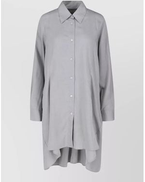 Our Legacy Long Sleeve Dress Asymmetrical Hem Pointed Collar - Grey