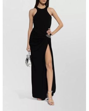 CASABLANCA Draped Sleeveless Cutout Maxi Gown - Black