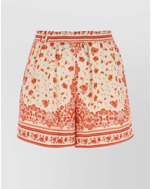 Fendi Printed Silk Knee-Length Shorts - Pink