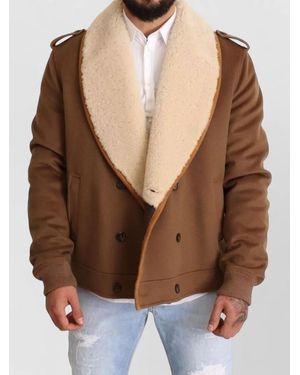 Dolce & Gabbana Double Breasted Shearling Coat Jacket - Brown