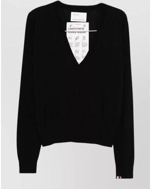 Extreme Cashmere Knit Jumper V Neckline Long Sleeves - Black