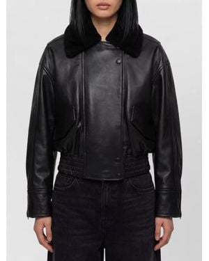 IVY & OAK Iolaila Lane Leather Cropped Bomber Jacket - Black