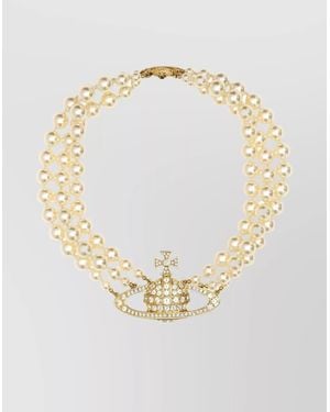 Vivienne Westwood Double Strand Pearl Choker With Hardware - Natural