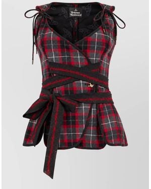 Vivienne Westwood Draped Sleeveless V-Neck Top - Red