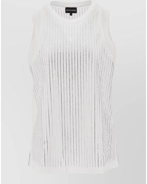 Emporio Armani Cotton Perforated Tank Top - White