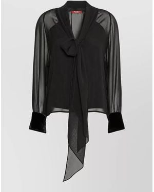 Max Mara Silk Long-Sleeve Blouse - Black