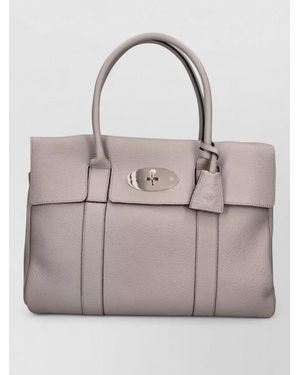 Mulberry Tote Bag Pebbled Texture Structured Silhouette Handle - Natural