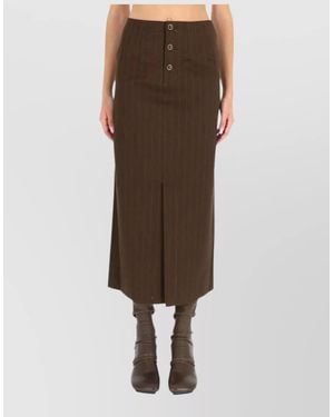 Uma Wang High-Rise Midi Skirt - Brown