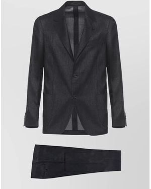 Lardini Wool Suit Notch Lapel Structured Tailoring - Black