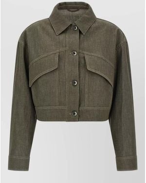 Brunello Cucinelli Short Jacket Buttoned Cuffs Flap Pockets - Green