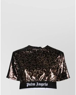Palm Angels Sequin Long-Sleeve Top - Black
