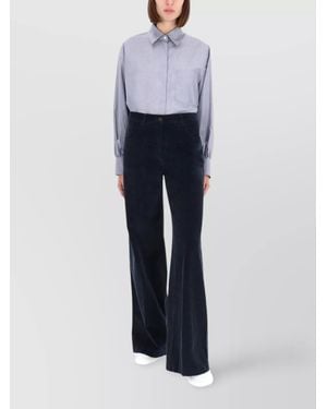 Aspesi Cotton High Collar Regular-Fit Shirt - Blue