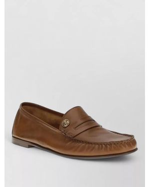 Versace Calf Leather Slip-On Loafers - Brown