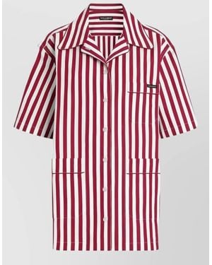 Dolce & Gabbana Striped Oversized Short-Sleeve Shirt - Red
