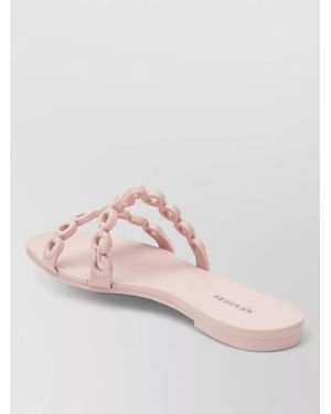 Aquazzura Slides Flat Sole Open Toe Chain - Pink